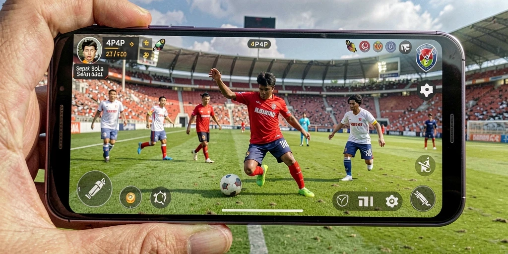 Screenshot permainan 4P4P yang menunjukkan aksi seru di lapangan.