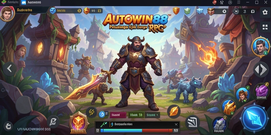 Screenshot gameplay dari AUTOWIN88 menunjukkan suasana pertarungan RPG yang mendebarkan.