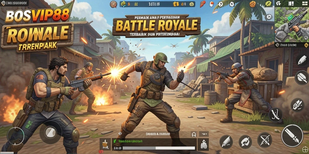 Tangkapan layar gameplay BOSVIP88 menampilkan adrenalin tinggi dalam pertempuran Battle Royale.
