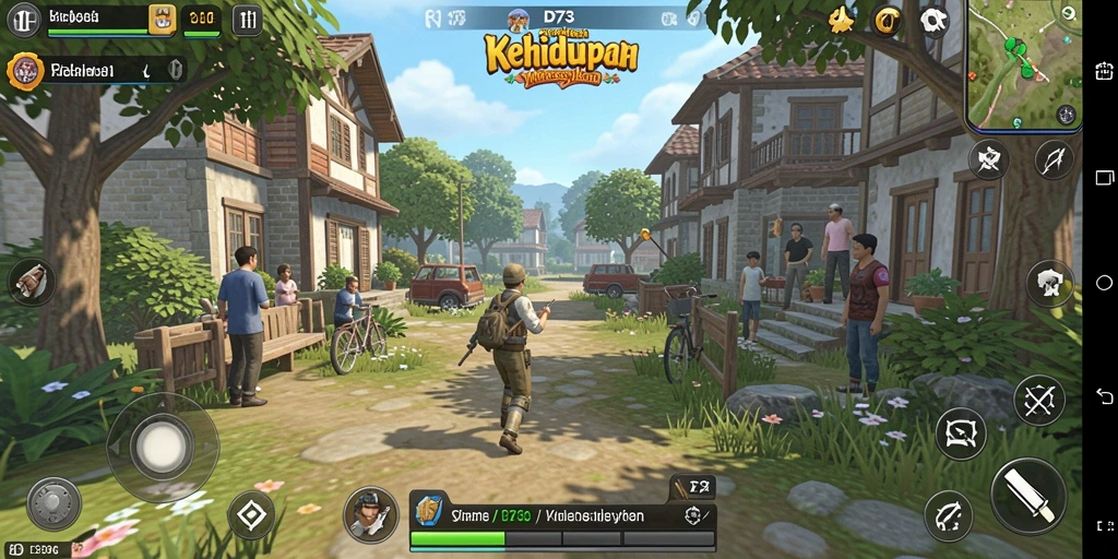 Screenshot D73 menampilkan gameplay simulasi yang mendalam dan interaktif.