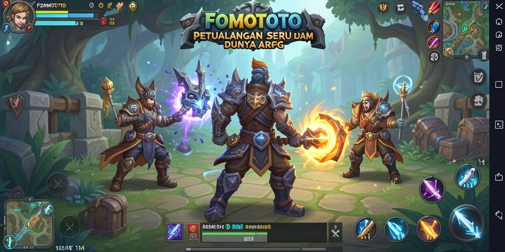 Tampilan gameplay FOMOTOTO yang mendebarkan dalam pertempuran ARPG.