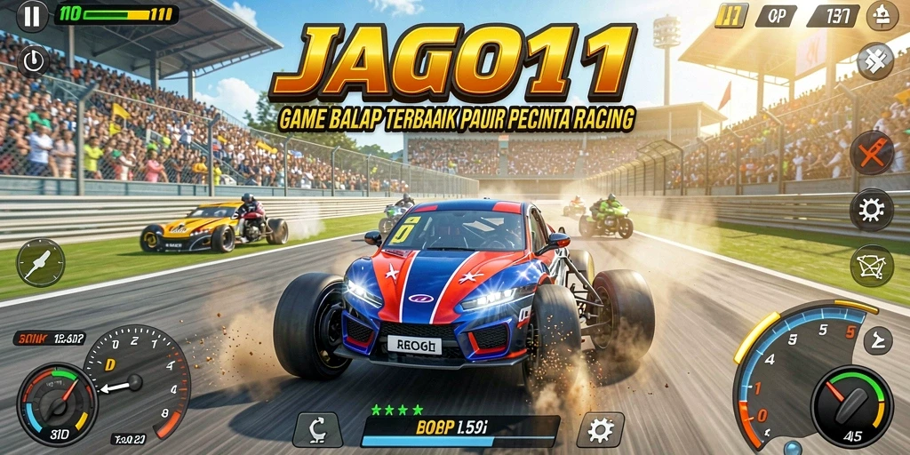 Screenshot JAGO11 yang menampilkan aksi balap seru dan grafis menawan.