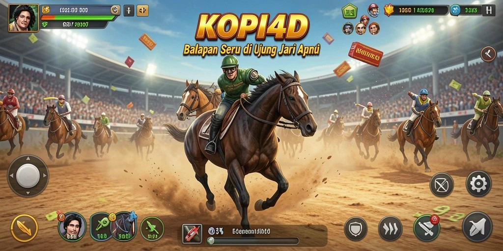 Tampilan gameplay KOPI4D yang mendebarkan dan penuh aksi balapan.