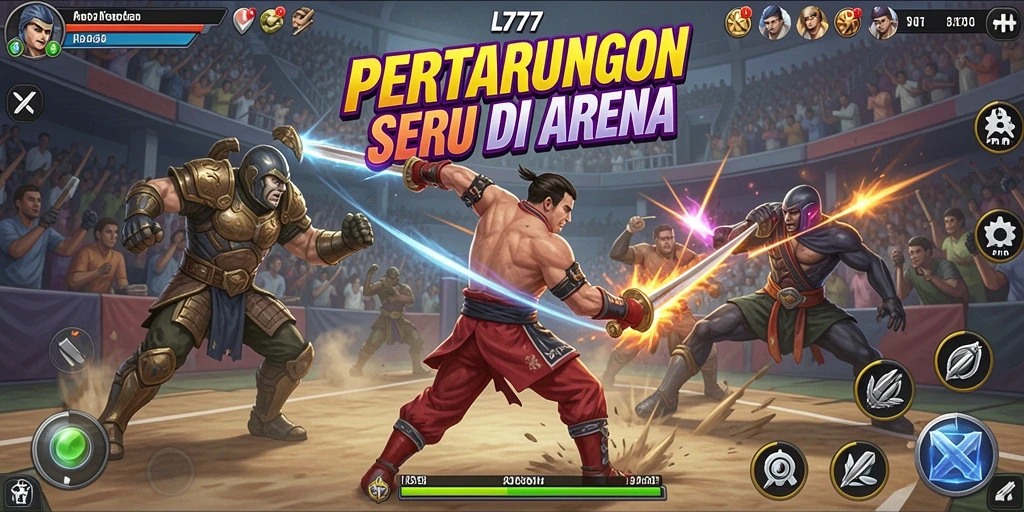 Screenshot gameplay L777 menampilkan pertarungan seru antara karakter.