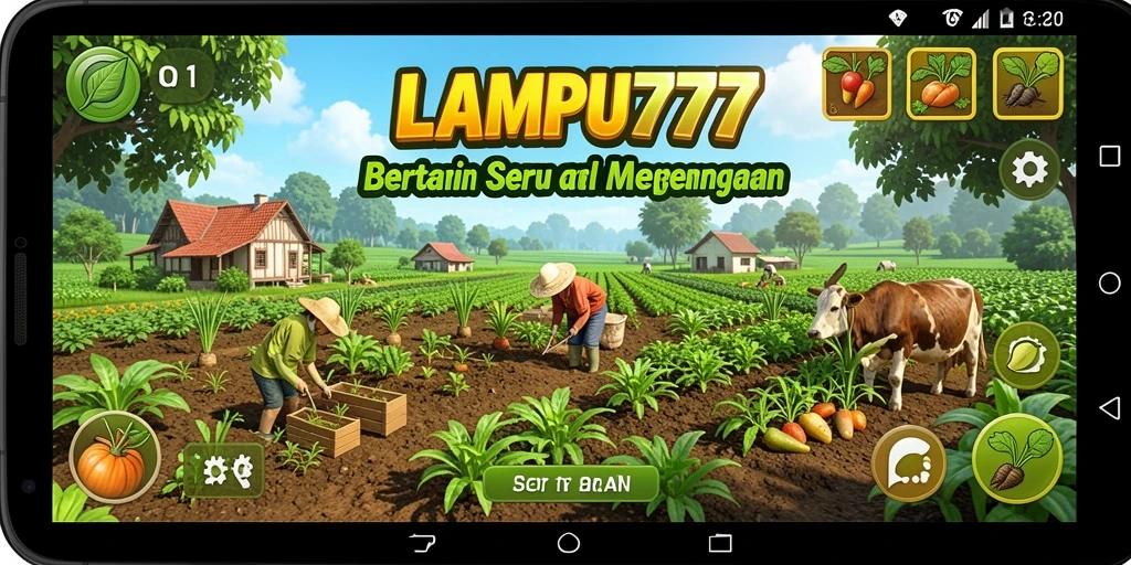 Screenshot gameplay LAMPU777 menampilkan kebun yang indah dan berwarna.