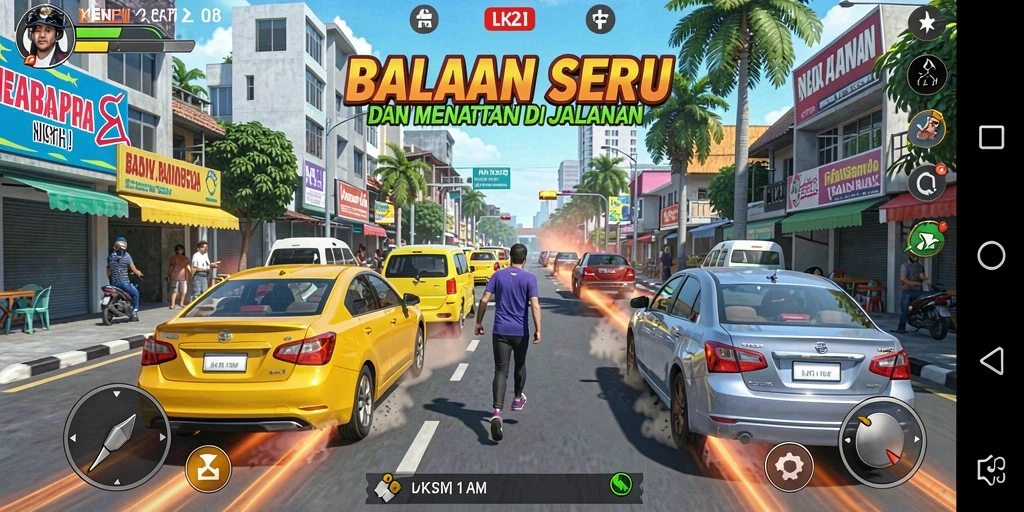 Screenshot utama LK21 menampilkan aksi balapan seru dan mobil yang melaju kencang.
