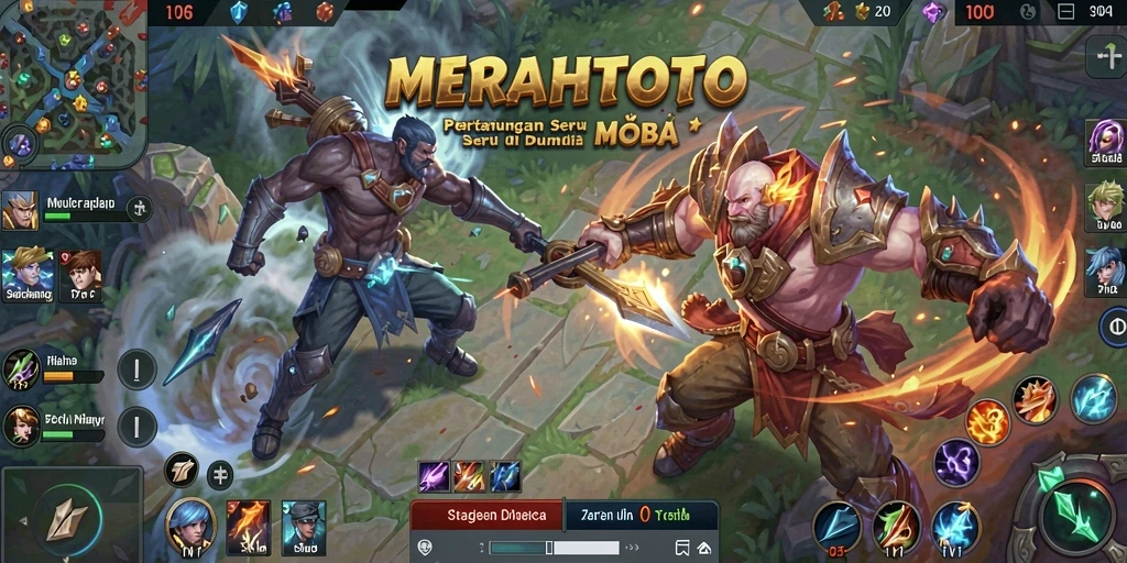 Gameplay seru MERAHTOTO dengan karakter beragam dan pertarungan strategis.