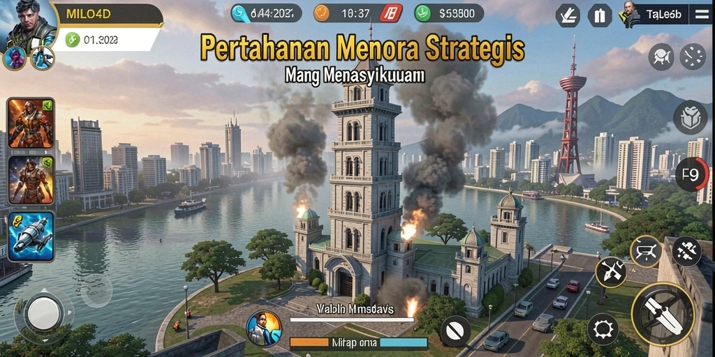 Tampilan gameplay menarik dari MILO4D dalam pertahanan menara.