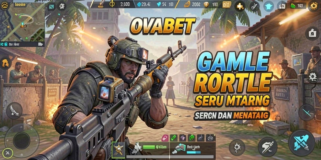 Screenshot gameplay OVABET menampilkan aksi seru di pertempuran Battle Royale.