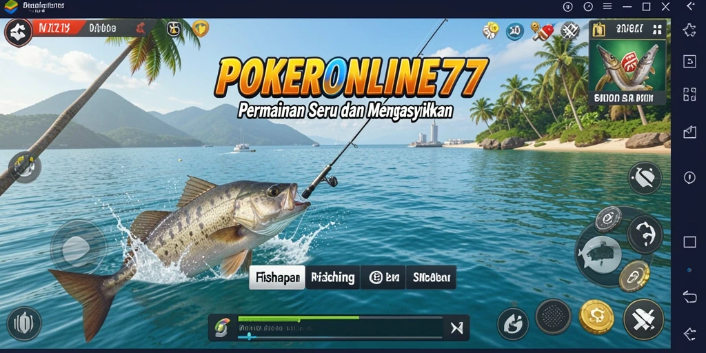 Screenshot gameplay POKERONLINE77 dengan tampilan memancing yang menarik.
