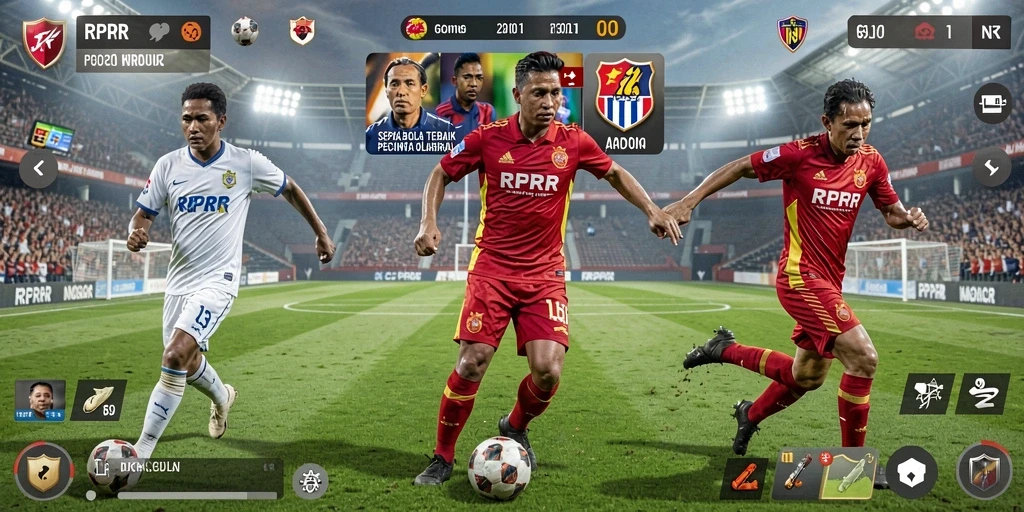 Tampilan gameplay intens dalam RPRR menampilkan aksi sepak bola yang seru.