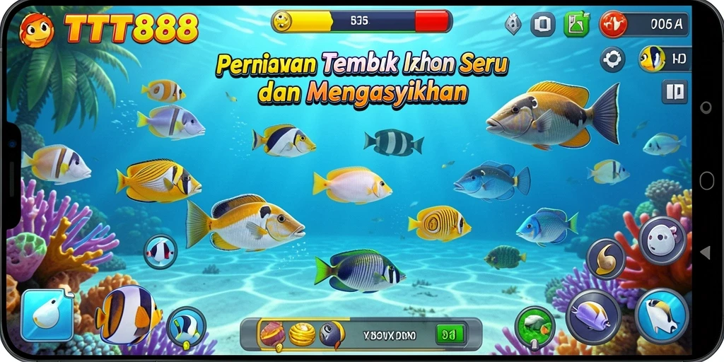 Tampilan gameplay Tembak Ikan yang seru dan interaktif.