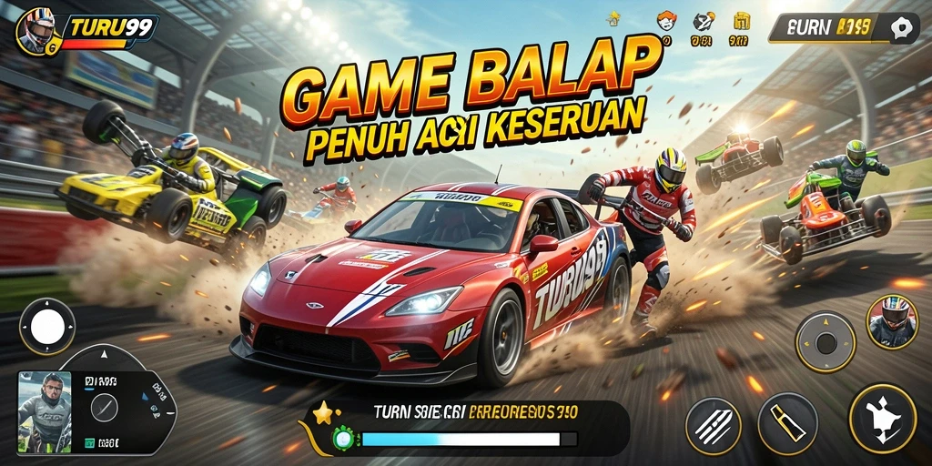 Tampilan menarik dari gameplay balapan cepat dan seru di TURU99.