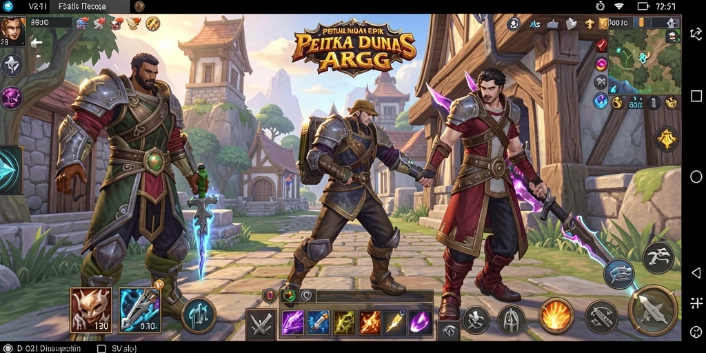 Screenshot utama dari gameplay V21 menunjukkan aksi seru dalam pertarungan ARPG.