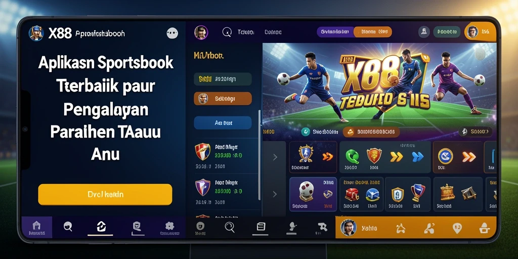 Screenshot X88 menampilkan gameplay taruhan langsung dalam aplikasi Sportsbook.