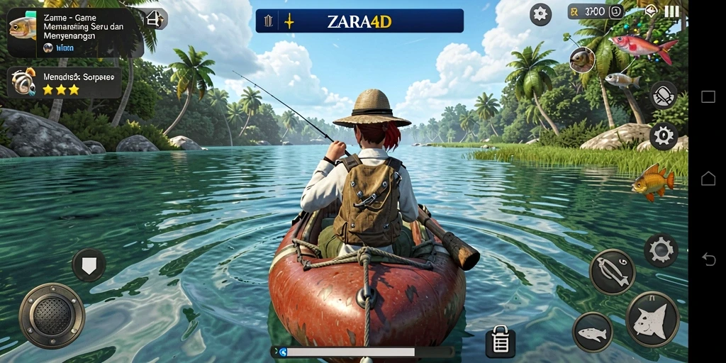Tampilan gameplay ZARA4D yang menarik dengan aksi memancing yang seru.